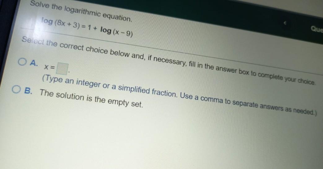 solved-solve-the-logarithmic-equation-log-8x-3-1-chegg