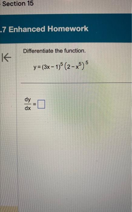 Solved Differentiate The Function Y3x−152−x55 Dxdy