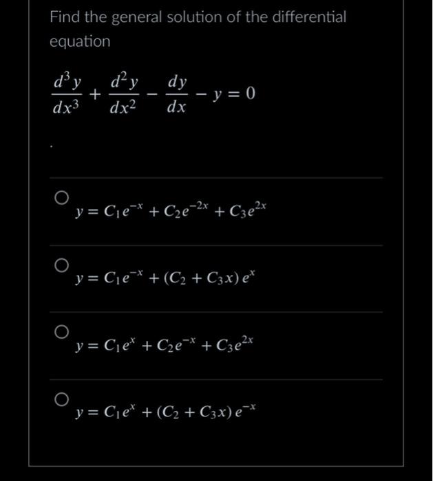 Find the general solution of the differential equation \[ \frac{d^{3} y}{d x^{3}}+\frac{d^{2} y}{d x^{2}}-\frac{d y}{d x}-y=0