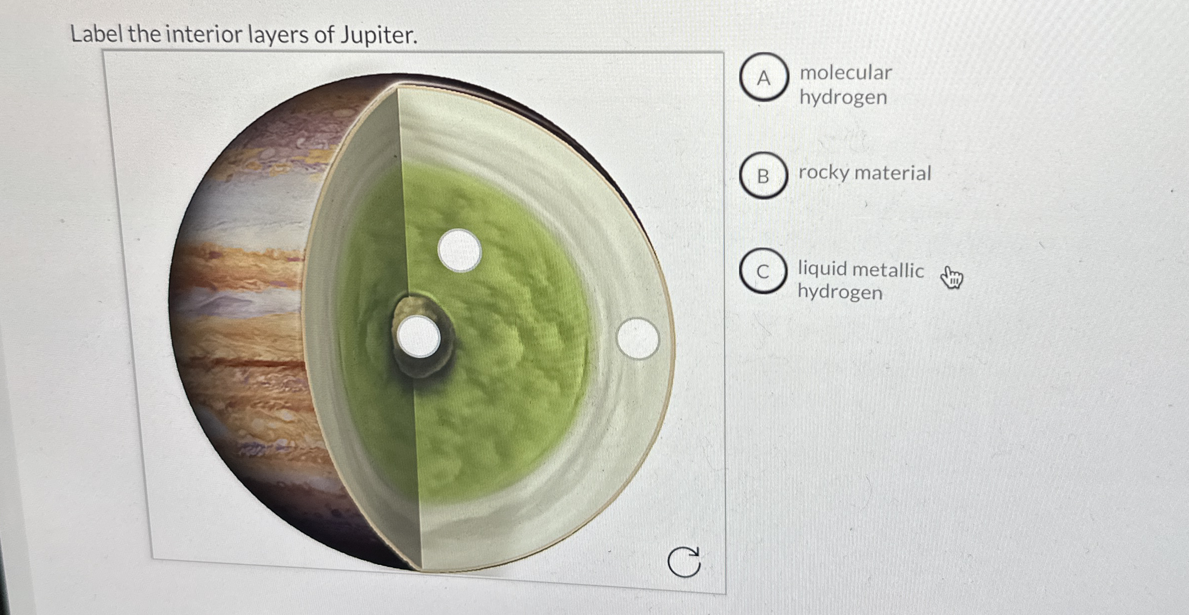 Solved Label the interior layers of Jupiter.(A)molecular