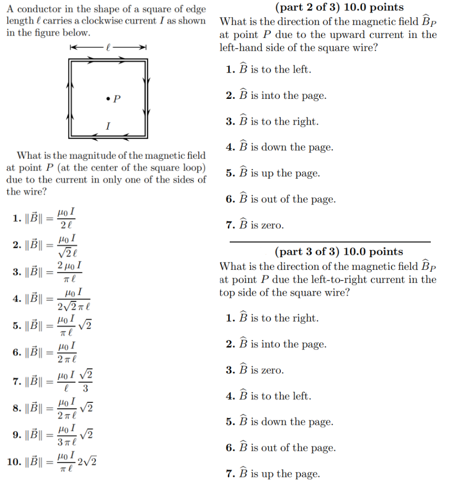 Solved A conductor in the shape of a square of edgelength l | Chegg.com
