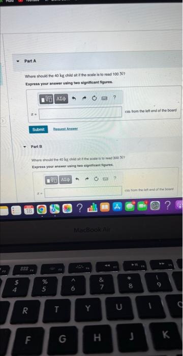Solved A 64 kg undorm boaed 246 m long is supportod by a | Chegg.com