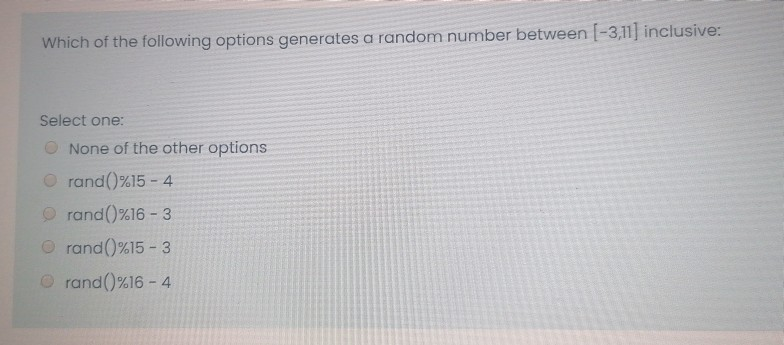 Solved Which of the following options generates a random | Chegg.com