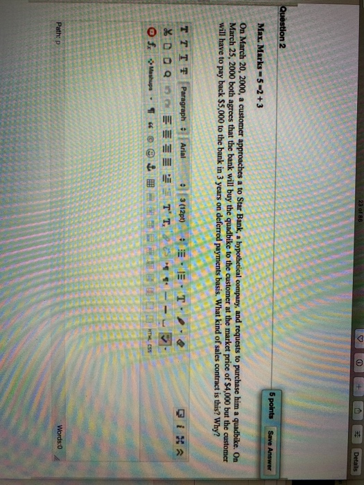 Solved 23 of 6 + Details Question 2 5 points Save Answer | Chegg.com