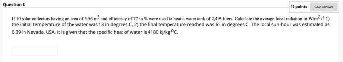 Solved Question 8 10 points Save Answer If 10 solar | Chegg.com