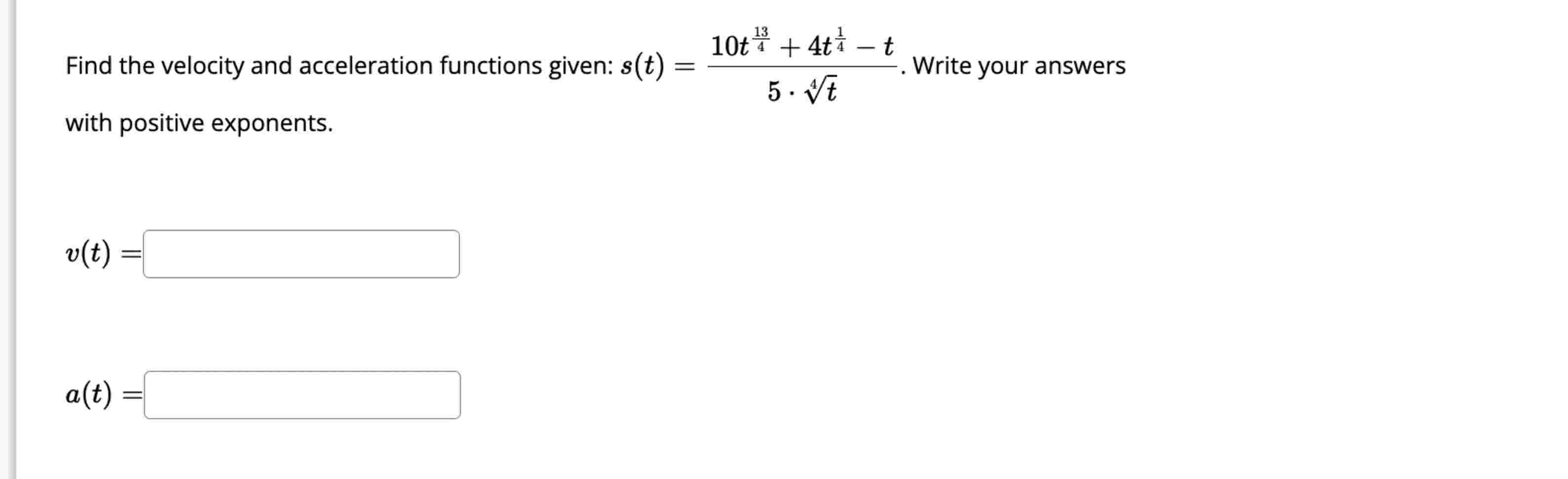 Solved Find the velocity and acceleration functions given: | Chegg.com