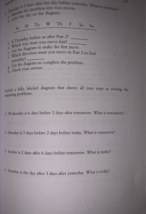Solved Exercises 1. Monday is 4 days before 1 day after | Chegg.com