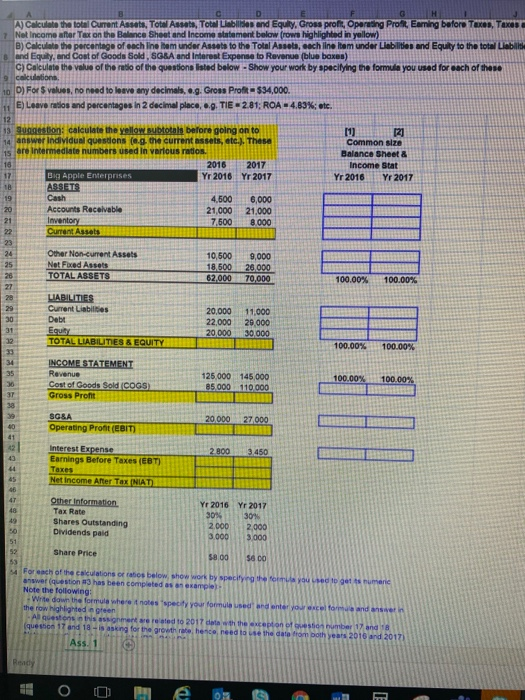 Solved G H A Calculate the total Current Assets, Total | Chegg.com
