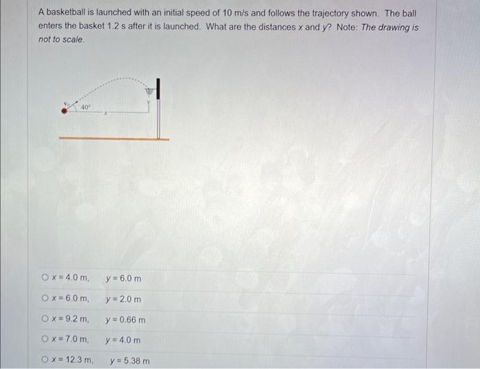 Solved A basketball is launched with an initial speed of 10 | Chegg.com