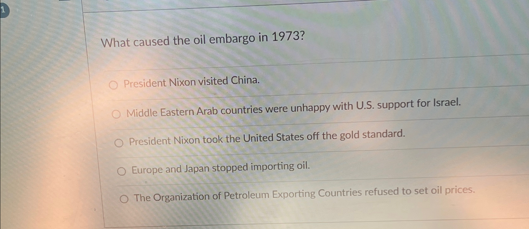Solved What caused the oil embargo in 1973 ?President Nixon | Chegg.com