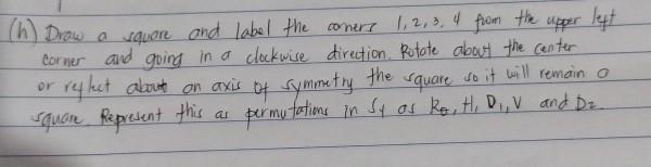 Solved (h) Drow a square and label the corners 1, 2, 3, 4 | Chegg.com