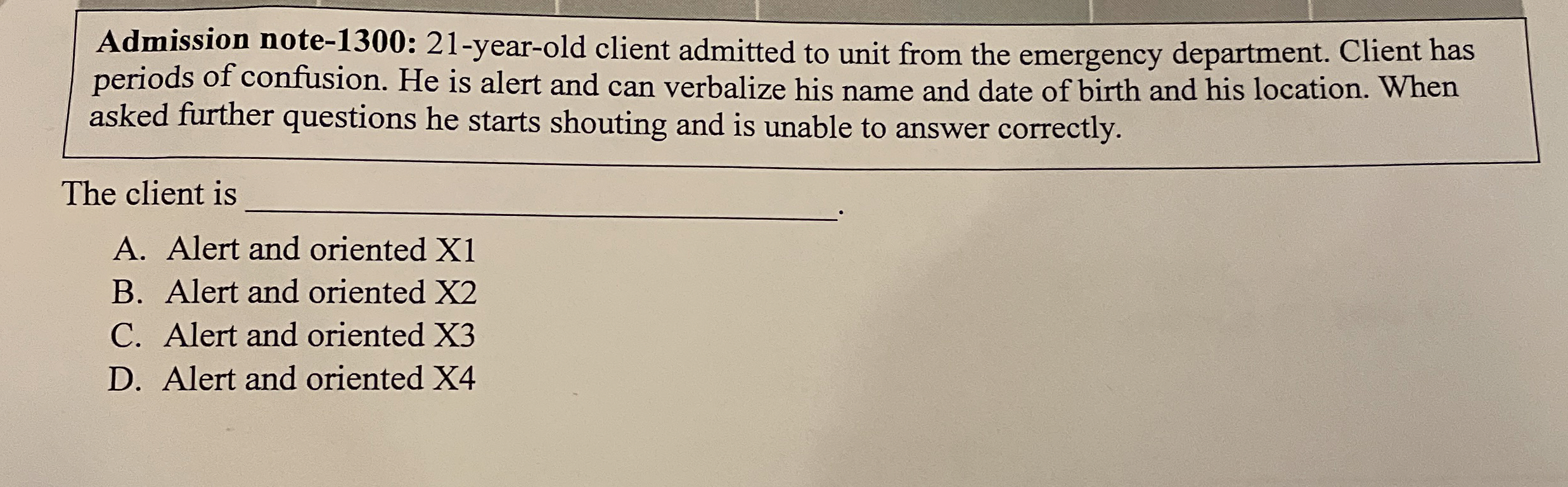 Solved Admission note1300 21yearold client admitted to