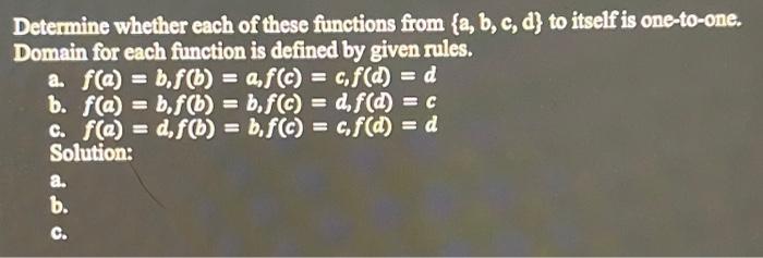 Solved Determine Whether Each Of These Functions From {a, B, | Chegg.com