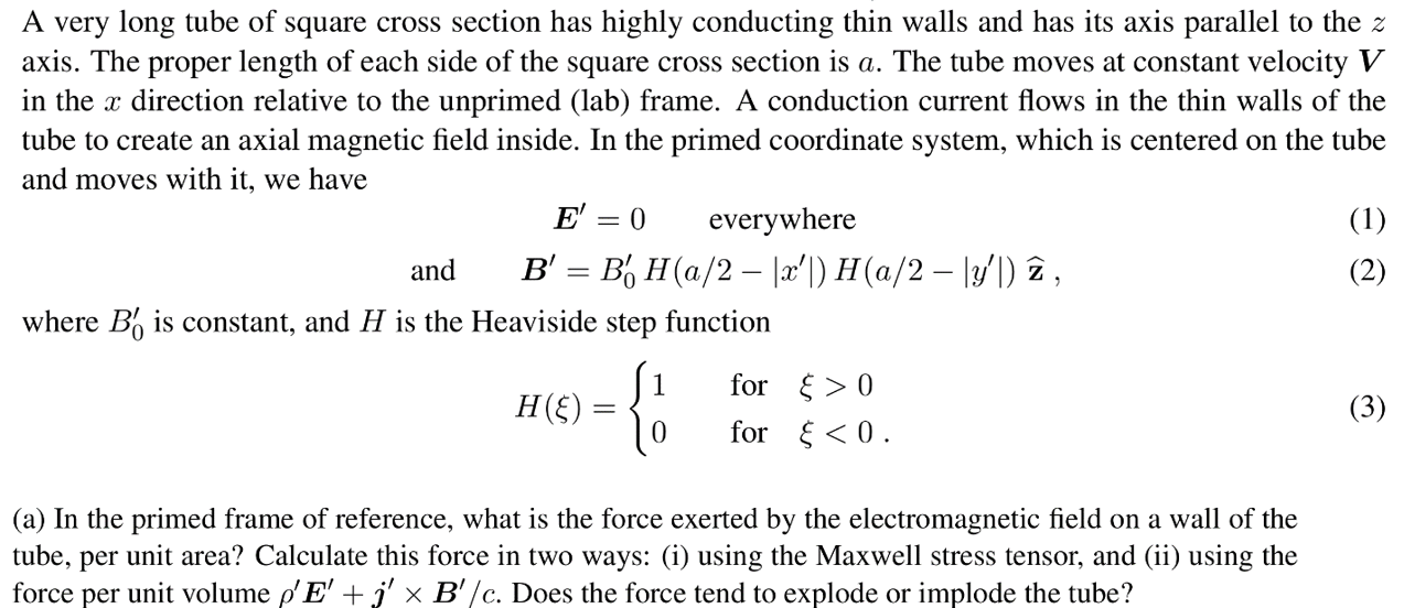 Solved A very long tube of square cross section has highly | Chegg.com
