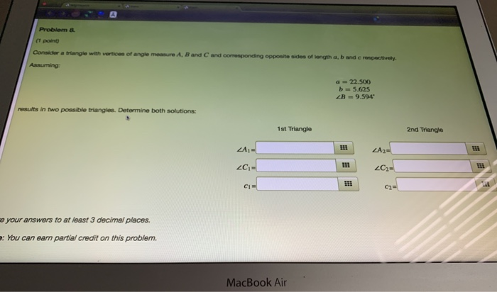Solved Problem & (1 poing Consider a triangle with vertices | Chegg.com