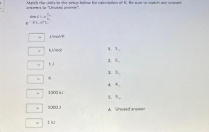 Solved Match the units to the setup below for calculation of | Chegg.com