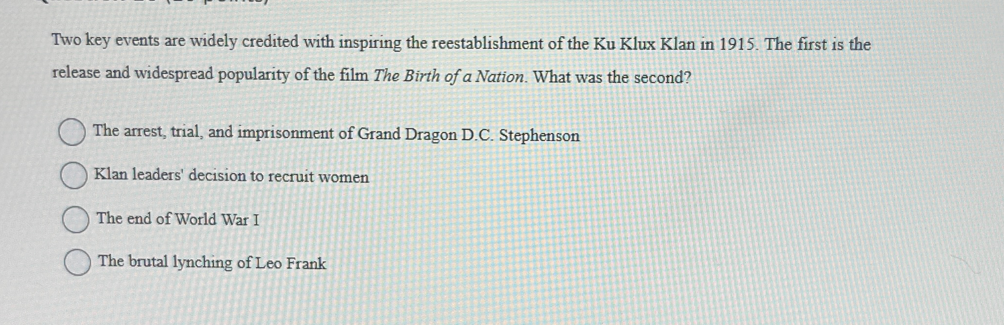 Solved Two key events are widely credited with inspiring the | Chegg.com