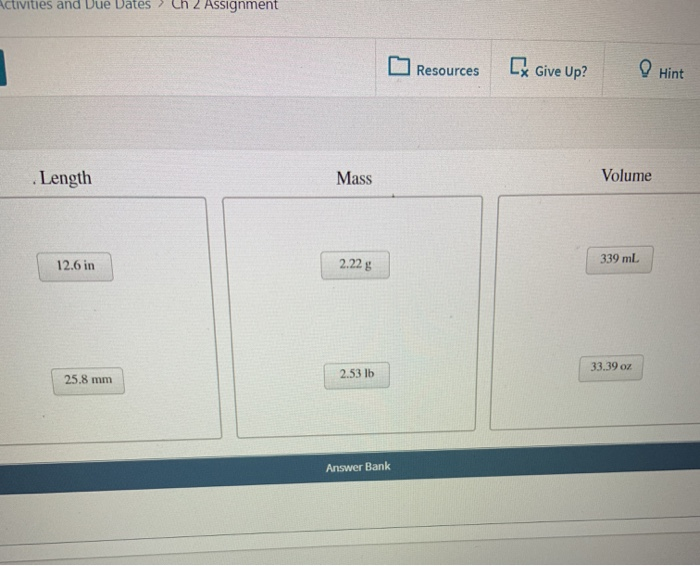 Solved Classify the measurements as having English units or