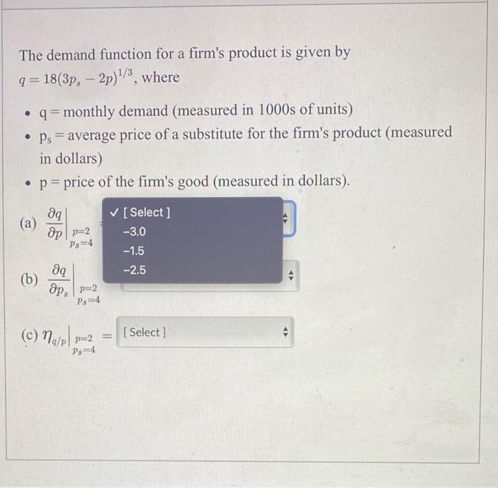 Solved The demand function for a firm's product is given by | Chegg.com