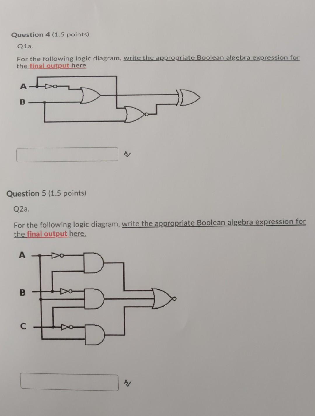 Solved Question 4 (1.5 points) Q1a. For the following logic | Chegg.com