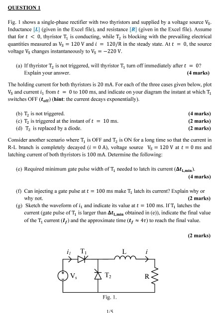 QUESTION 1 Fig. 1 shows a single-phase rectifier with | Chegg.com