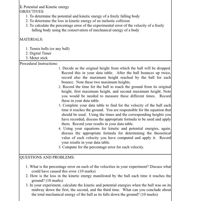 Kinetic and potential energy worksheet 8th grade answers picture