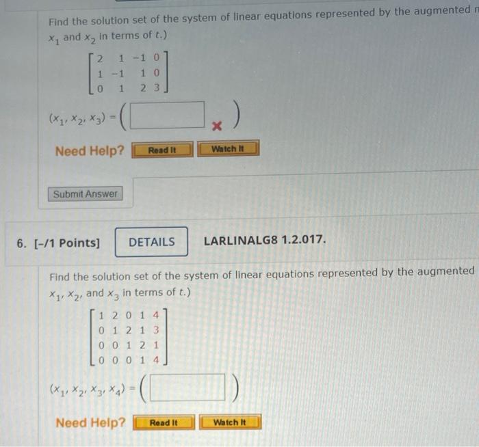 Solved Find The Solution Set Of The System Of Linear | Chegg.com