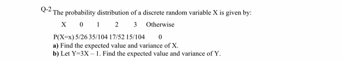 Solved Q-2 The probability distribution of a discrete random | Chegg.com