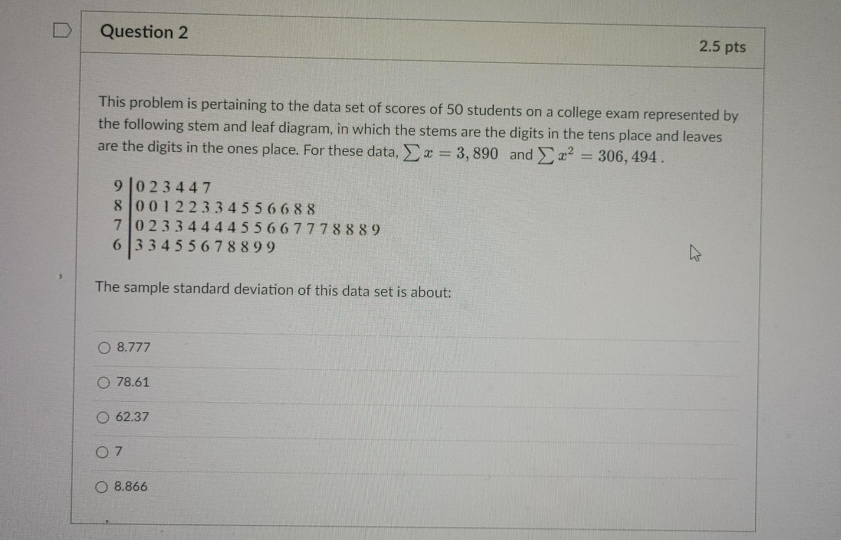 Solved U Question 2 2.5 pts This problem is pertaining to | Chegg.com