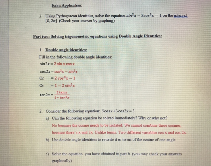 Worksheet 4 trigonometric equations answer key image