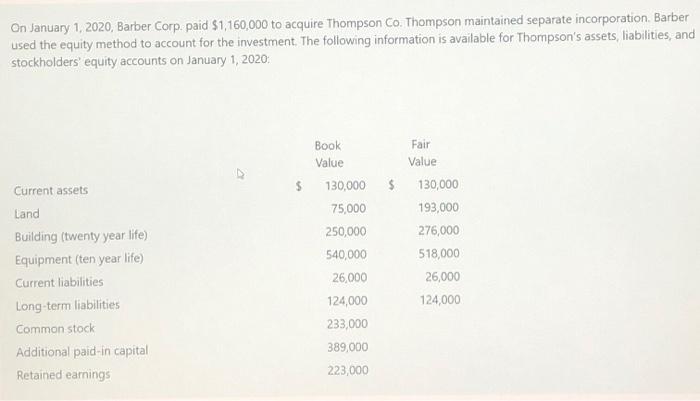 SOLVED ON JANUARY 1 2020 BARBER CORP PAID 1 160 000 TO visual data 4