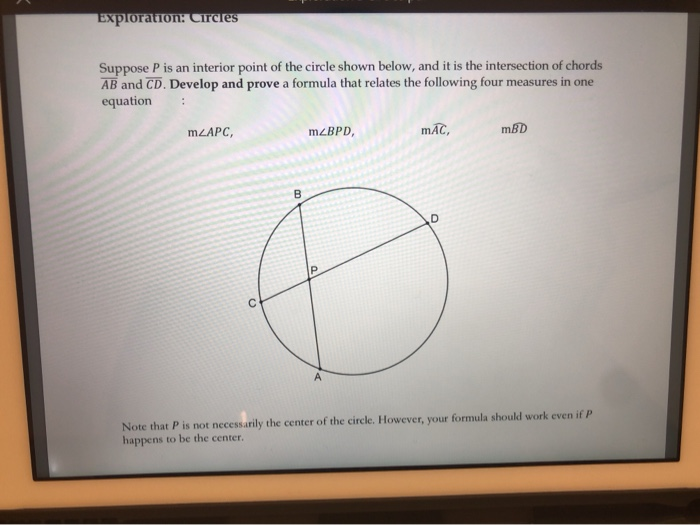 Solved Exploration Circies Suppose P Is An Interior Poin