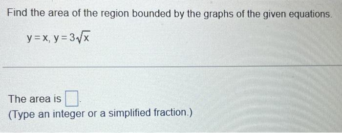 Solved Find the area of the region bounded by the graphs of | Chegg.com