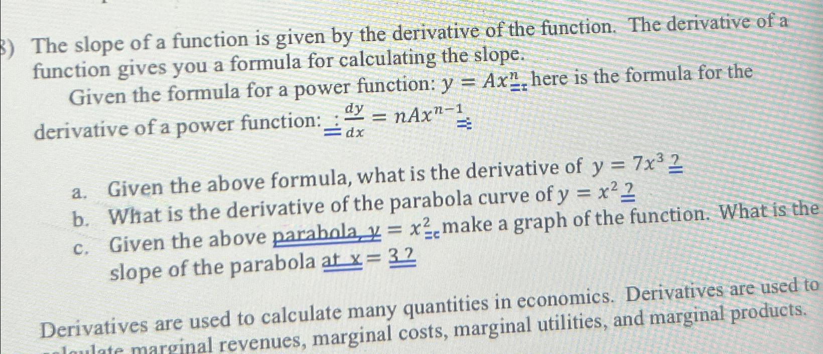 is the derivative of a linear function the slope