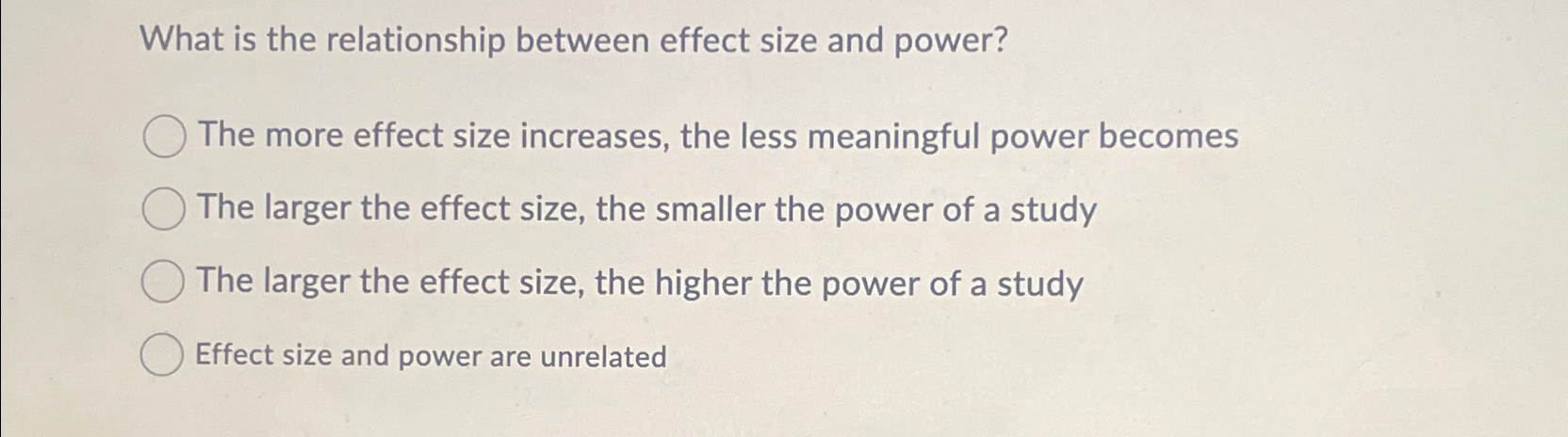 Solved What is the relationship between effect size and | Chegg.com