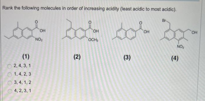 Solved Rank the following molecules in order of increasing | Chegg.com