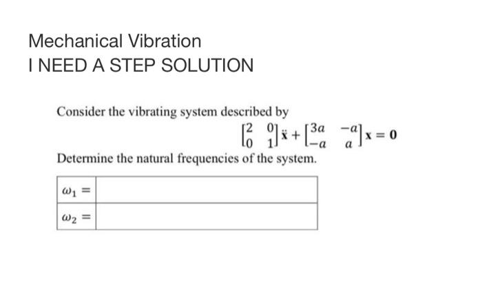 Solved Mechanical Vibration I NEED A STEP SOLUTION Consider | Chegg.com