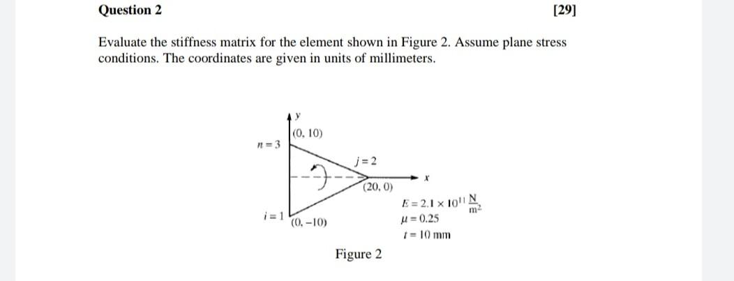 Solved Question 2 [29] Evaluate the stiffness matrix for the | Chegg.com