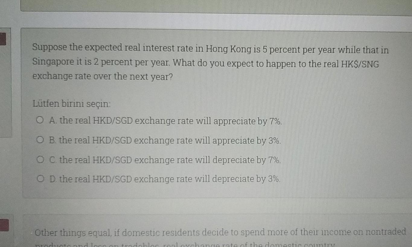 Solved ed real interest rate in Hong Kong is 5 percent per | Chegg.com