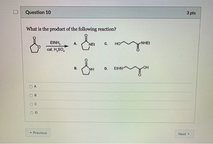 Solved Question 10 3 pts What is the product of the | Chegg.com