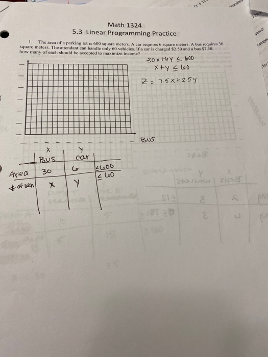 Solved years? Math 1324 5.3 Linear Programming Practice 1. | Chegg.com