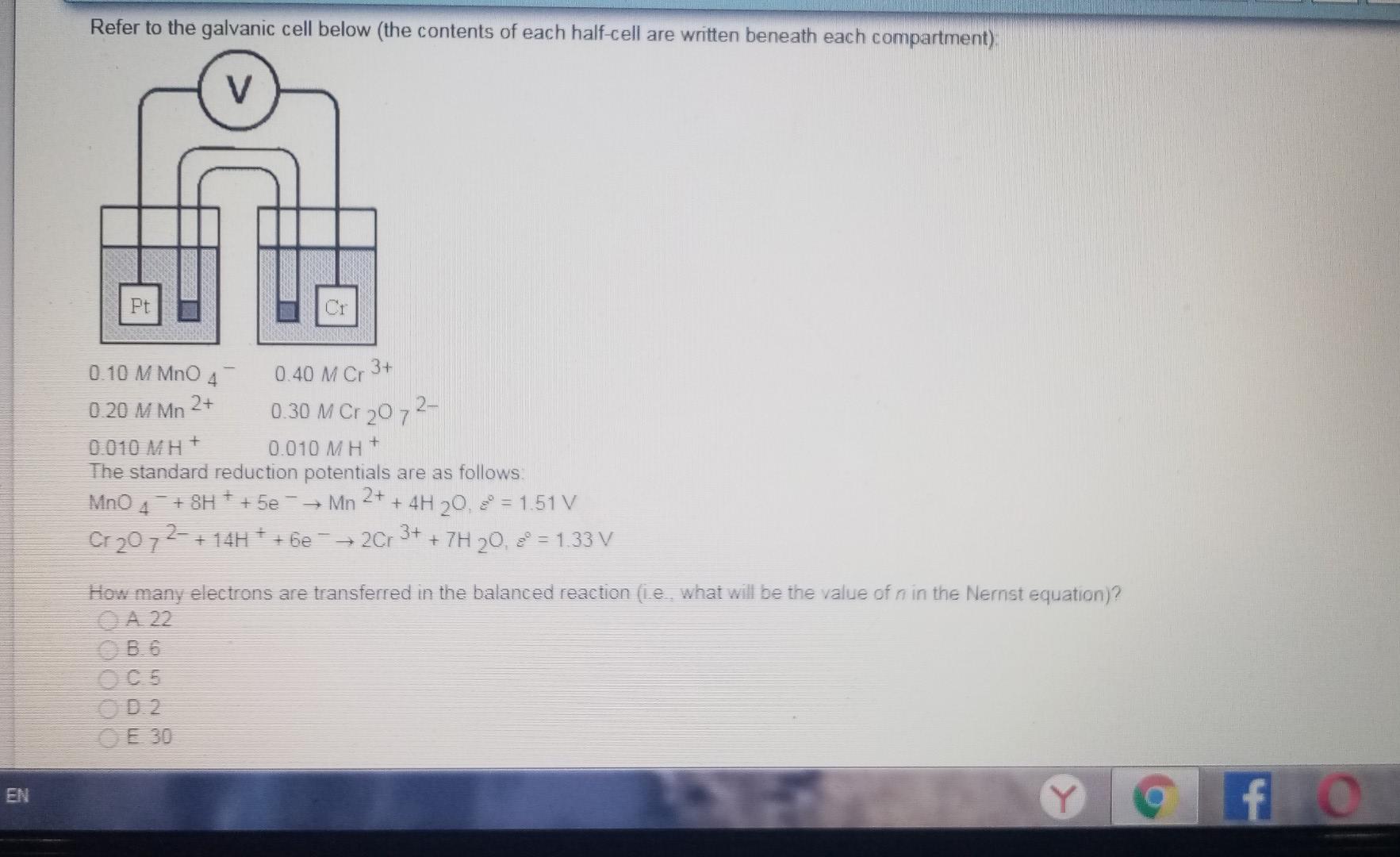 Solved Refer to the galvanic cell below (the contents of | Chegg.com