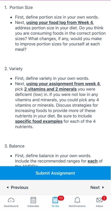 Solved 1 Portion Size First Define Portion Size In Your Chegg Com   Image