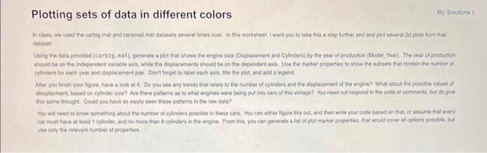 Solved Plotting sets of data in different colors In class. | Chegg.com