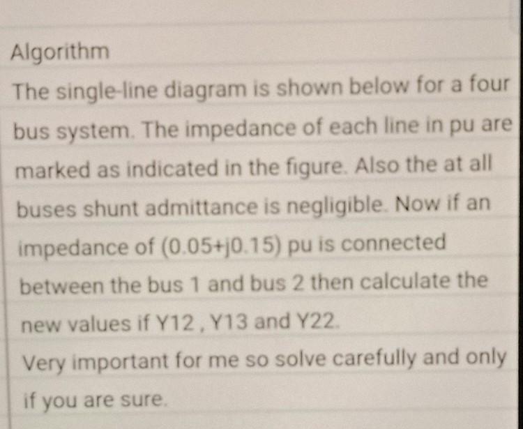 Solved Algorithm The single-line diagram is shown below for | Chegg.com