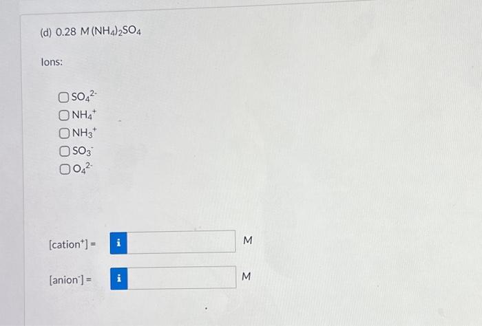 [Solved]: Determine the molarity of each of the ions presen