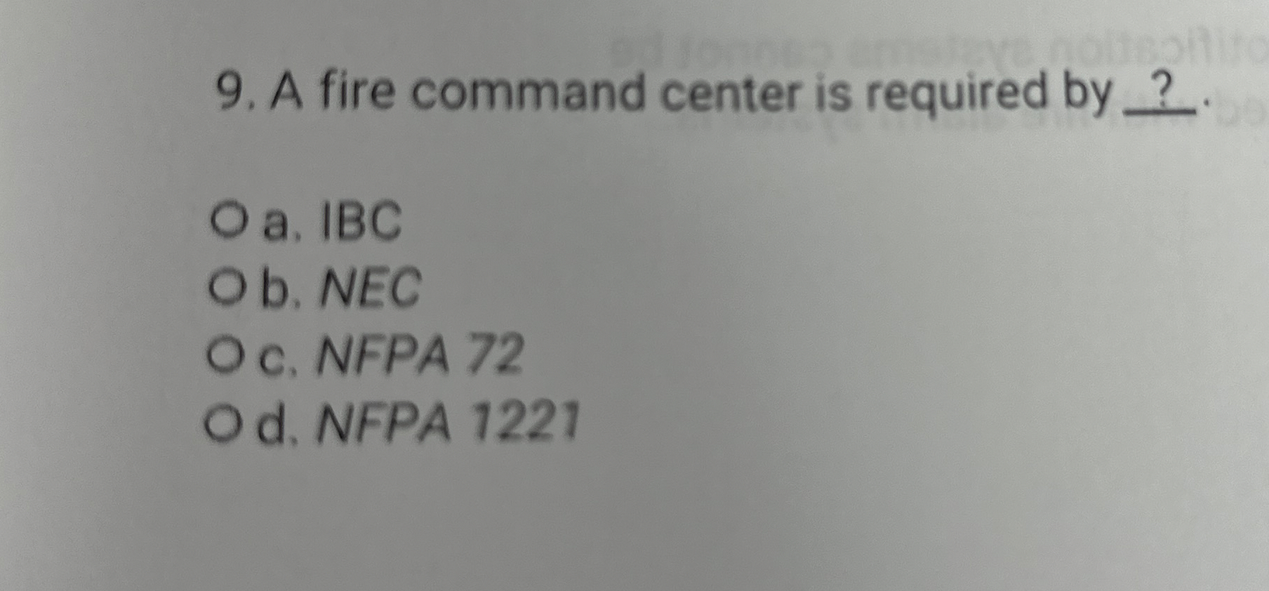 Solved A fire command center is required by ?a. ﻿IBCb. | Chegg.com