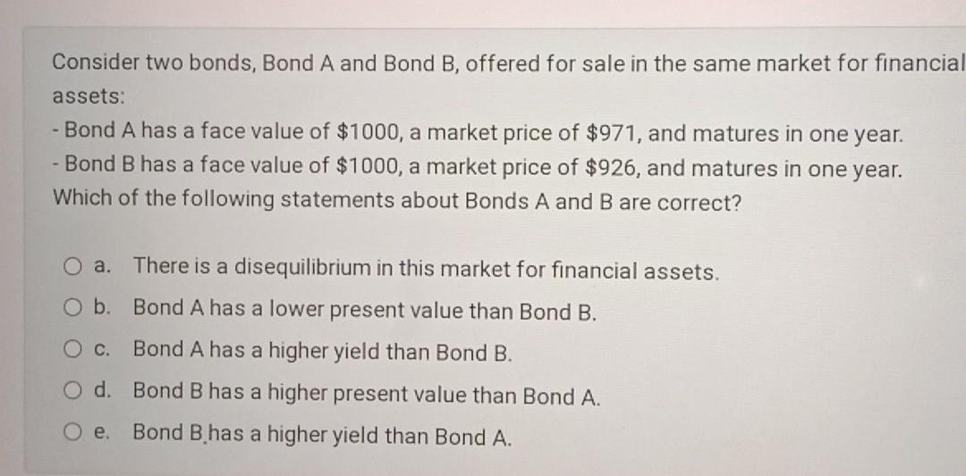 Solved Consider Two Bonds, Bond A And Bond B, Offered For | Chegg.com