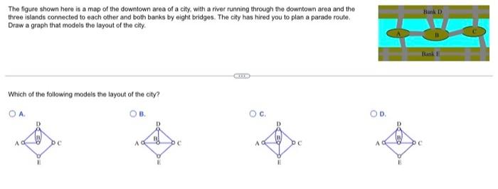 Solved Bank D The figure shown here is a map of the downtown | Chegg.com