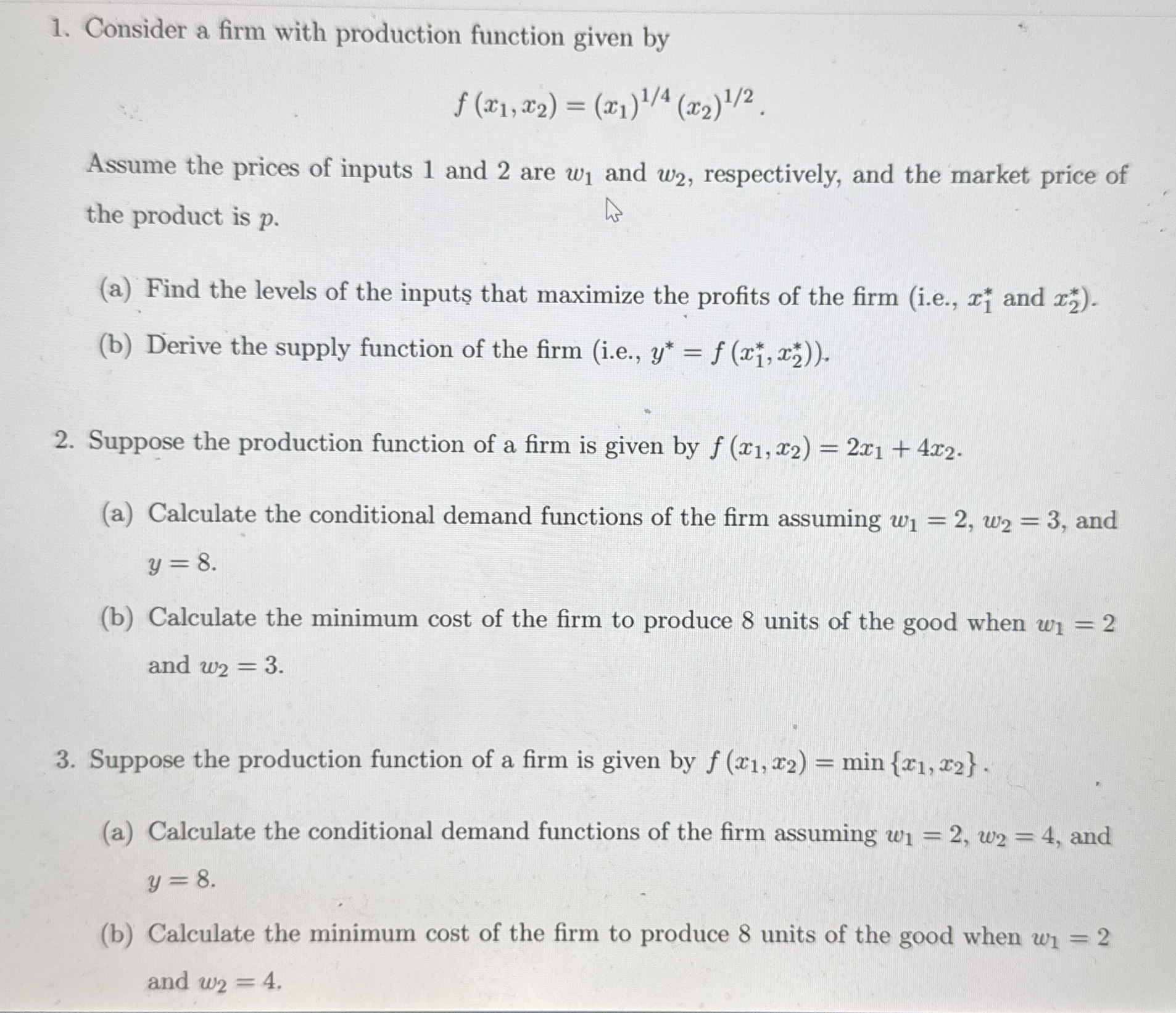 Solved Consider a firm with production function given | Chegg.com